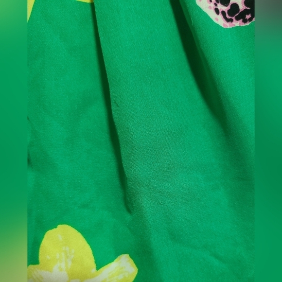 J. Crew 100% Silk Blouse Women's Size 0 Green Floral Short Sleeve Open Back - Picture 8 of 9